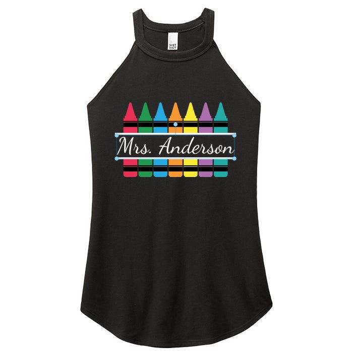Crayon Customized Teacher Custom Personalize Name Women's Perfect Tri Rocker Tank