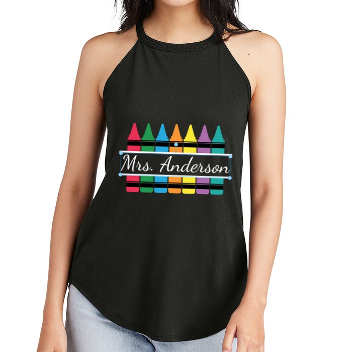 Crayon Customized Teacher Custom Personalize Name Women's Perfect Tri Rocker Tank