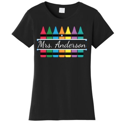 Crayon Customized Teacher Custom Personalize Name Women's T-Shirt