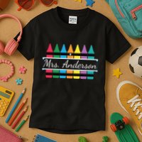 Crayon Customized Teacher Custom Personalize Name Kids T-Shirt