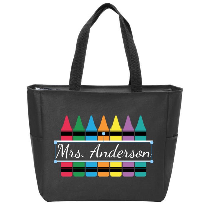 Crayon Customized Teacher Custom Personalize Name Zip Tote Bag