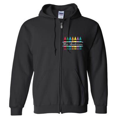 Crayon Customized Teacher Custom Personalize Name Full Zip Hoodie