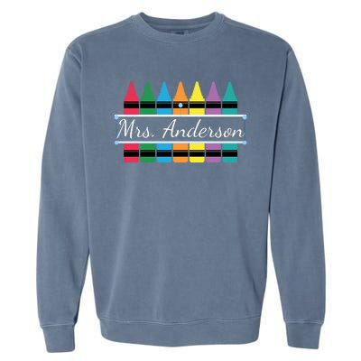 Crayon Customized Teacher Custom Personalize Name Garment-Dyed Sweatshirt