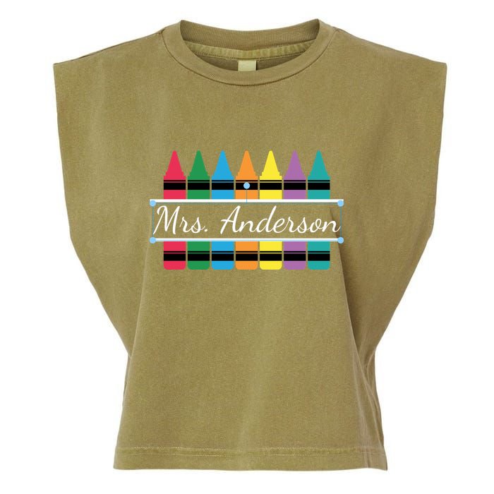 Crayon Customized Teacher Custom Personalize Name Garment-Dyed Women's Muscle Tee