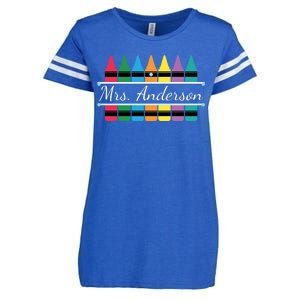 Crayon Customized Teacher Custom Personalize Name Enza Ladies Jersey Football T-Shirt