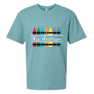 Crayon Customized Teacher Custom Personalize Name Sueded Cloud Jersey T-Shirt