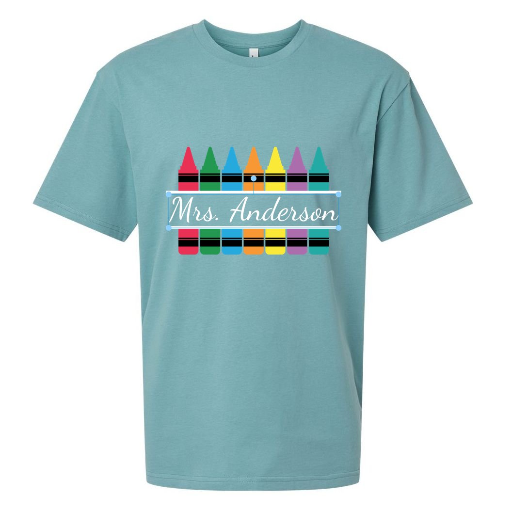 Crayon Customized Teacher Custom Personalize Name Sueded Cloud Jersey T-Shirt