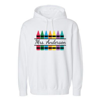 Crayon Customized Teacher Custom Personalize Name Garment-Dyed Fleece Hoodie