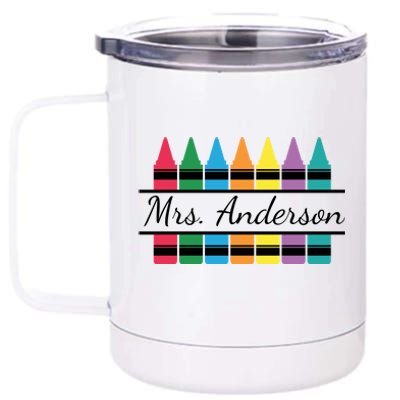 Crayon Customized Teacher Custom Personalize Name 12 oz Stainless Steel Tumbler Cup