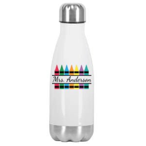 Crayon Customized Teacher Custom Personalize Name Stainless Steel Insulated Water Bottle