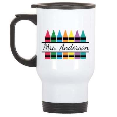 Crayon Customized Teacher Custom Personalize Name Stainless Steel Travel Mug