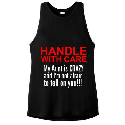 Crazy Aunt - Handle With Care Funny Ladies PosiCharge Tri-Blend Wicking Tank