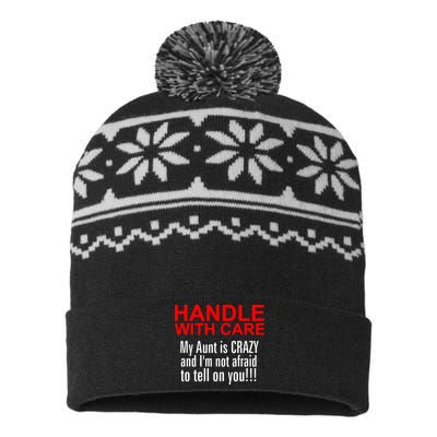 Crazy Aunt - Handle With Care Funny USA-Made Snowflake Beanie