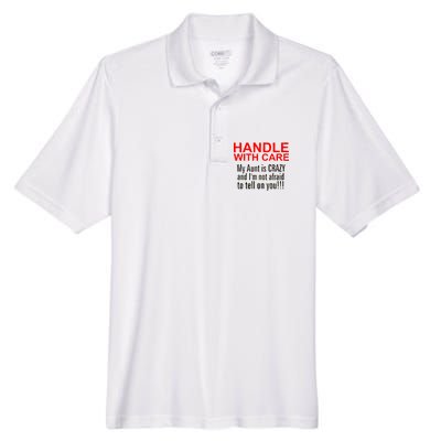 Crazy Aunt - Handle With Care Funny Men's Origin Performance Piqué Polo