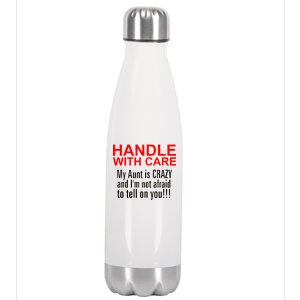 Crazy Aunt - Handle With Care Funny Stainless Steel Insulated Water Bottle