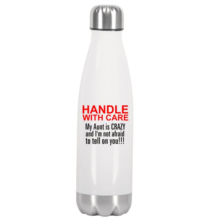 Crazy Aunt - Handle With Care Funny Stainless Steel Insulated Water Bottle