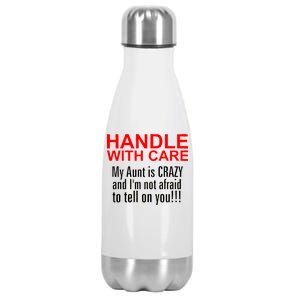 Crazy Aunt - Handle With Care Funny Stainless Steel Insulated Water Bottle