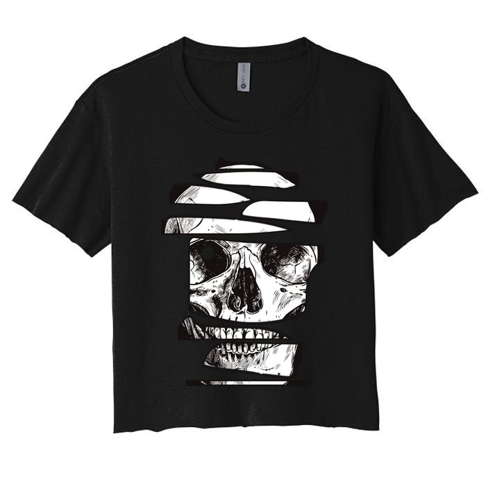 Crazy Broken Skull Women's Crop Top Tee