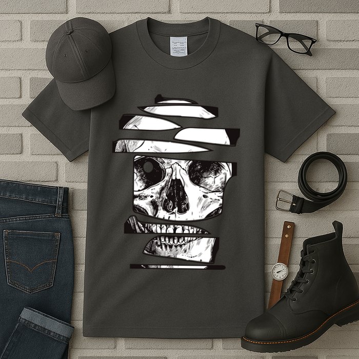 Crazy Broken Skull Tall T-Shirt