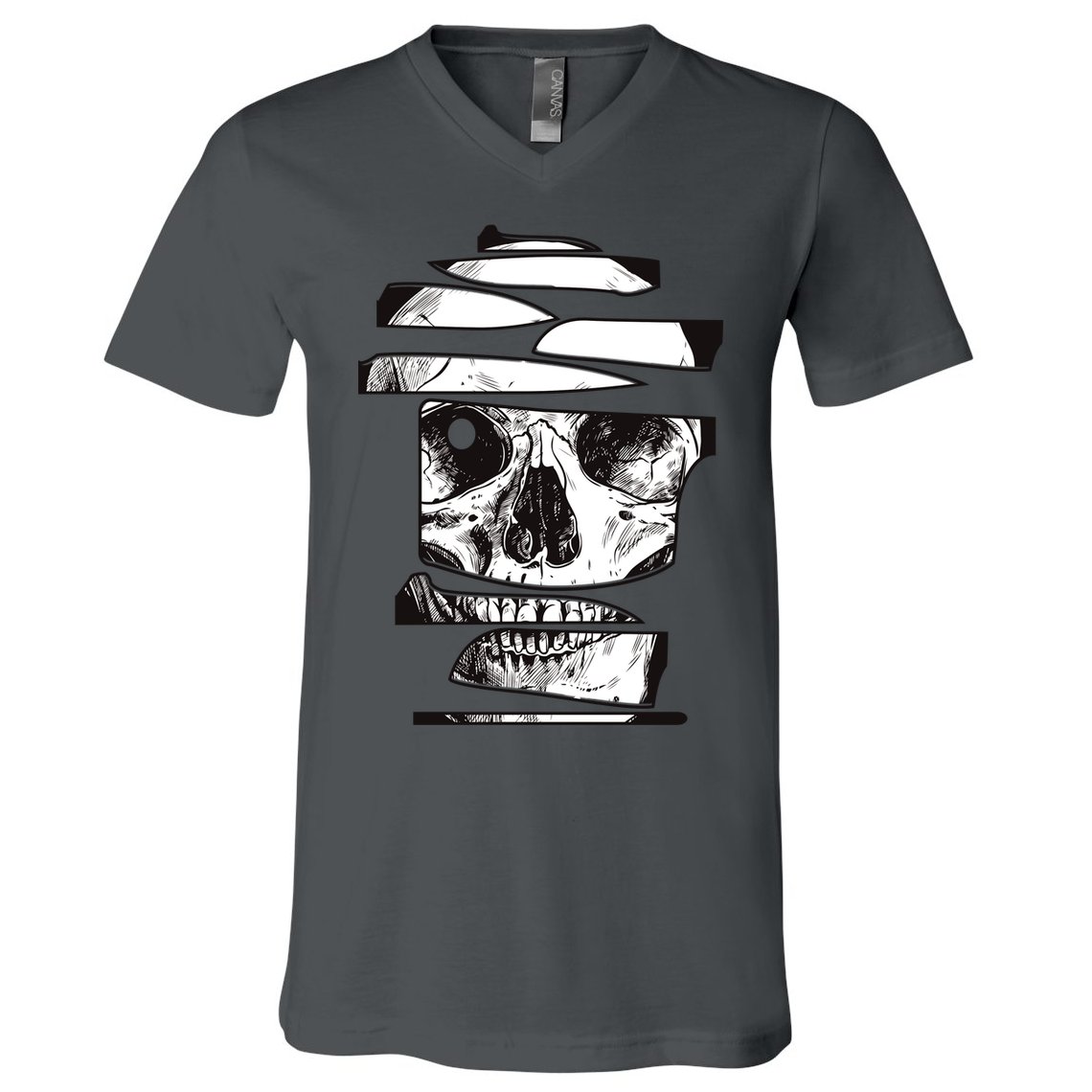 Crazy Broken Skull V-Neck T-Shirt