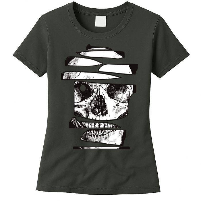 Crazy Broken Skull Womens T-Shirt