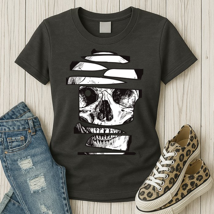 Crazy Broken Skull Womens T-Shirt