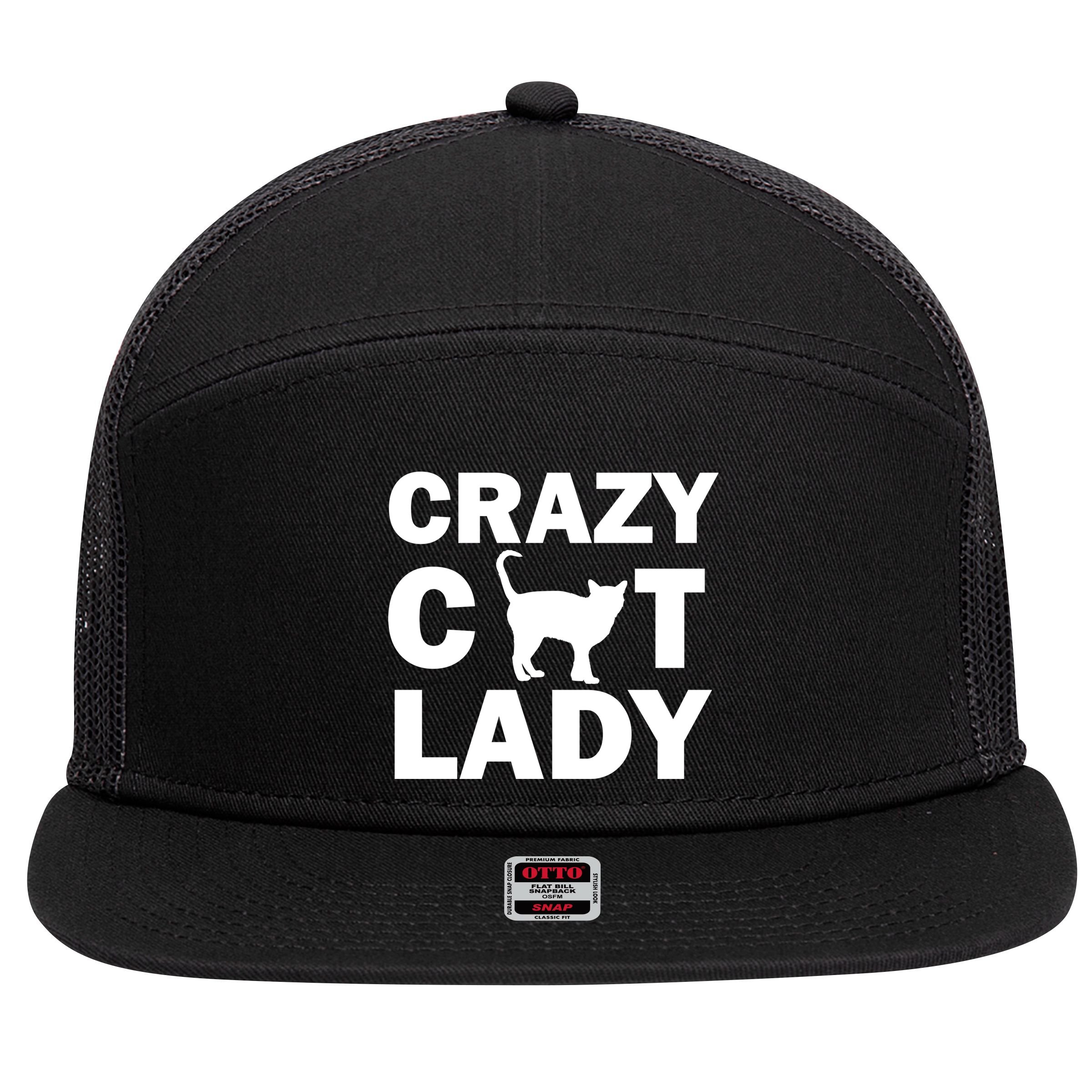 Crazy Cat Lady 7 Panel Mesh Trucker Snapback Hat