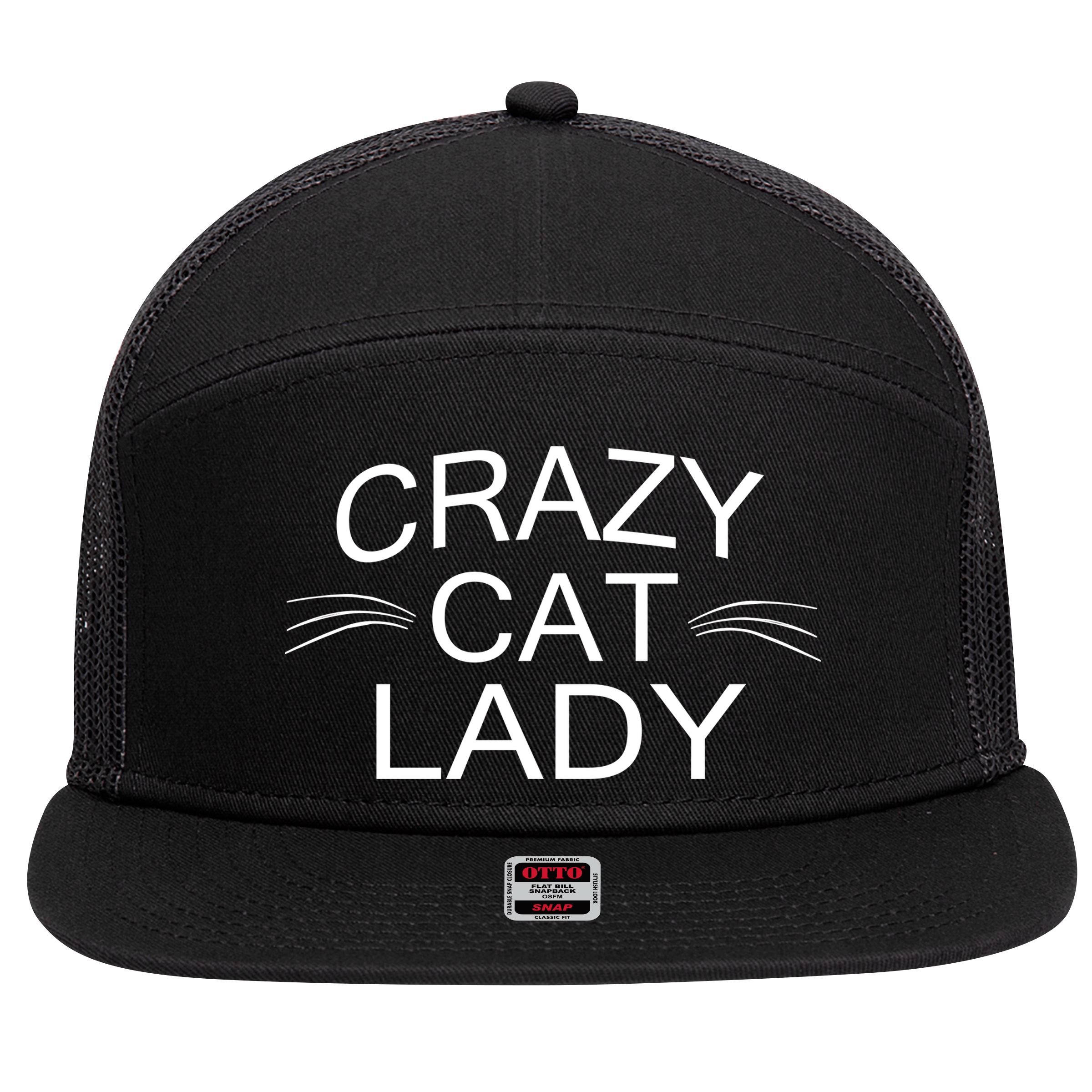 Crazy Cat Lady Whiskers 7 Panel Mesh Trucker Snapback Hat
