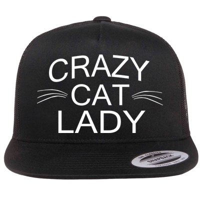 Crazy Cat Lady Whiskers Flat Bill Trucker Hat