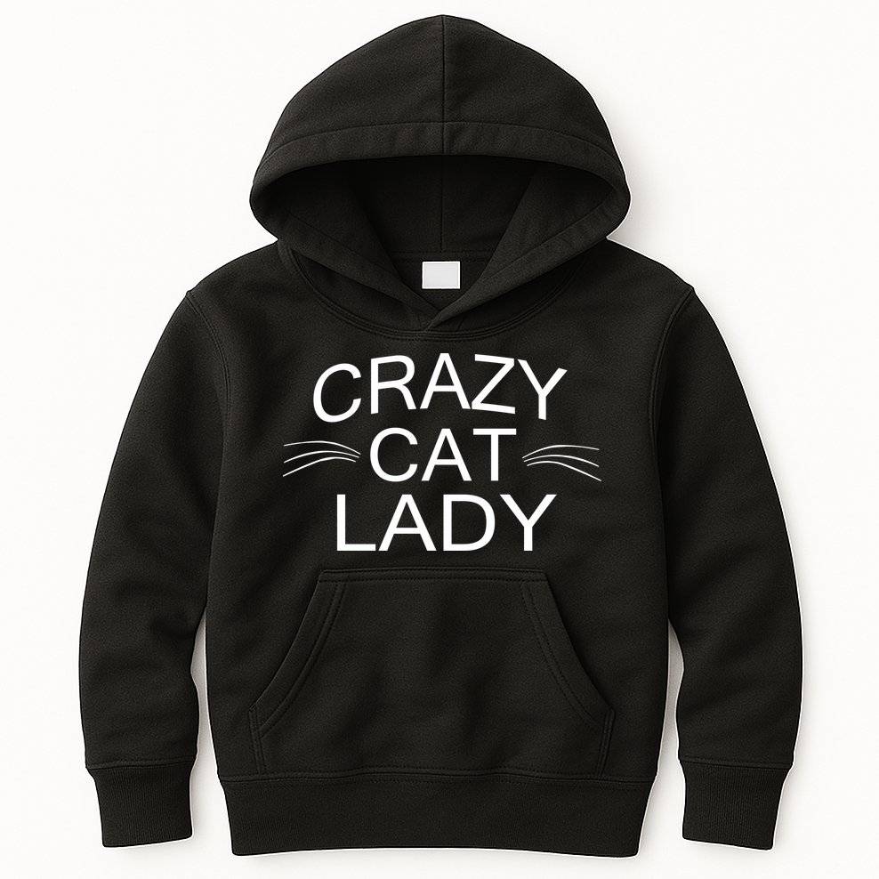 Crazy Cat Lady Whiskers Kids Hoodie