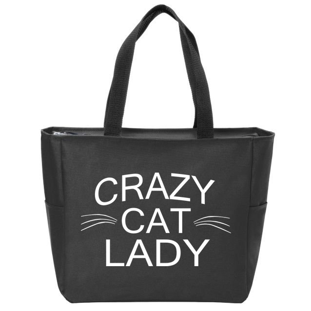 Crazy Cat Lady Whiskers Zip Tote Bag