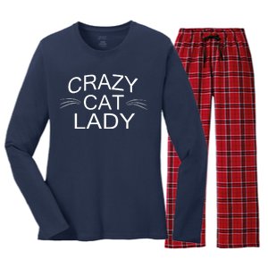 Crazy Cat Lady Whiskers Women's Long Sleeve Flannel Pajama Set 