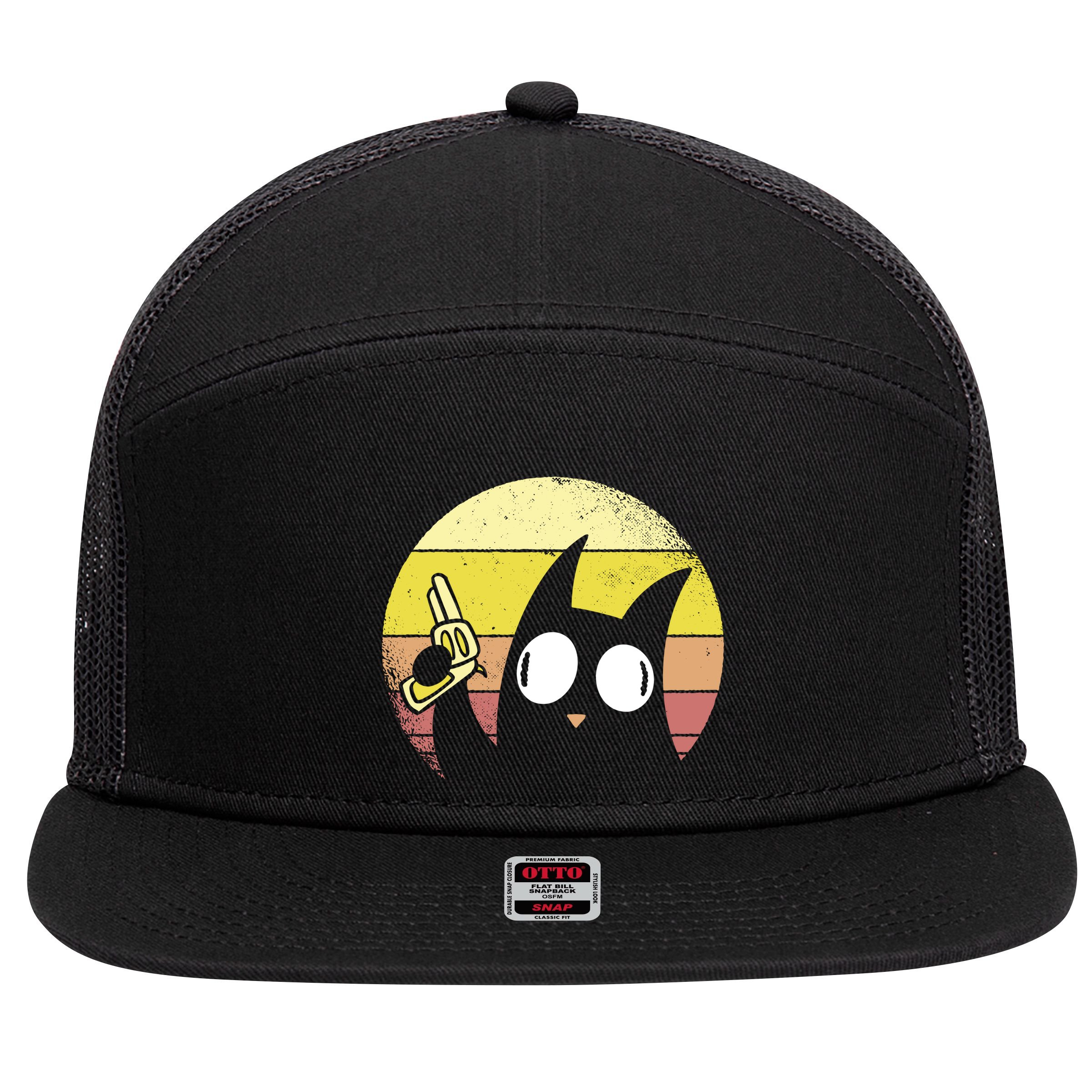 Crazy Cat Retro Sunset 7 Panel Mesh Trucker Snapback Hat