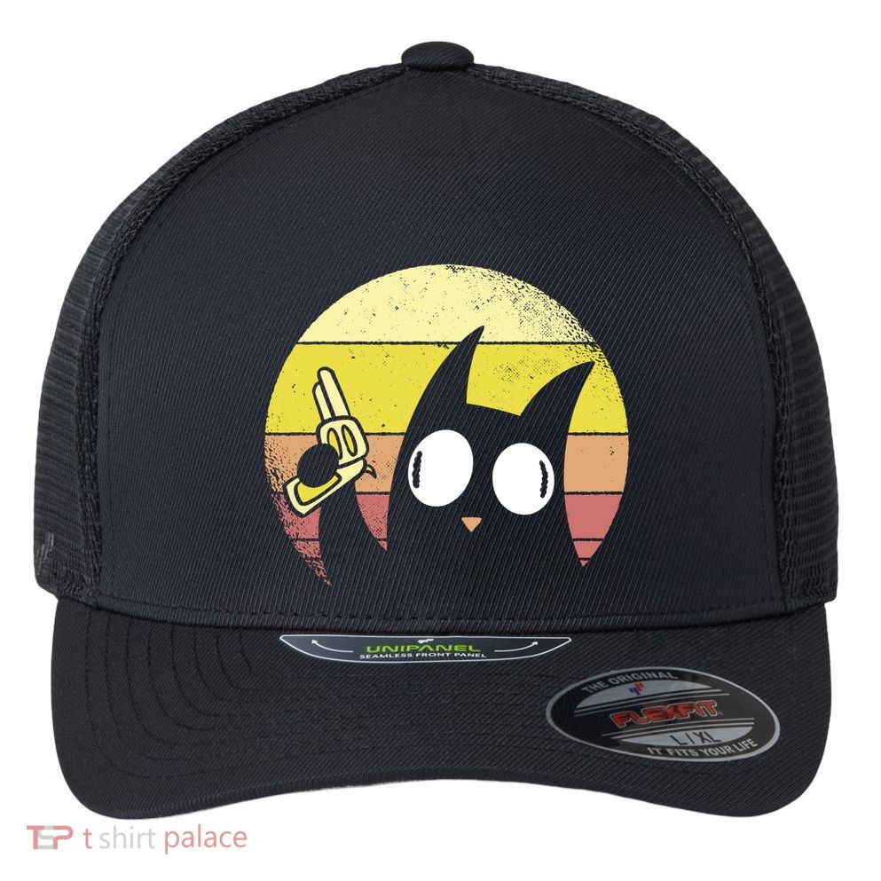 Crazy Cat Retro Sunset Flexfit Unipanel Trucker Cap