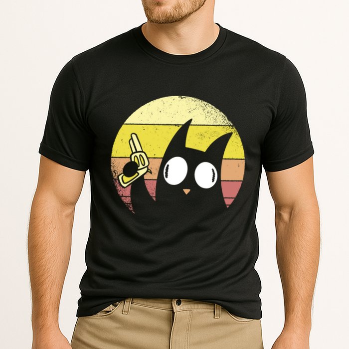 Crazy Cat Retro Sunset Cooling Performance Crew T-Shirt