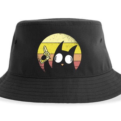 Crazy Cat Retro Sunset Sustainable Bucket Hat