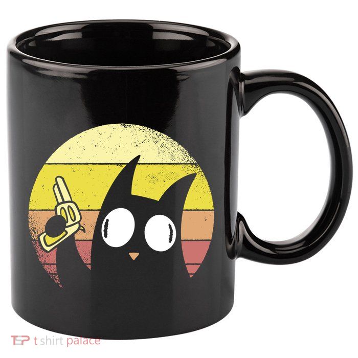Crazy Cat Retro Sunset 11oz C Handle Ceramic Mug