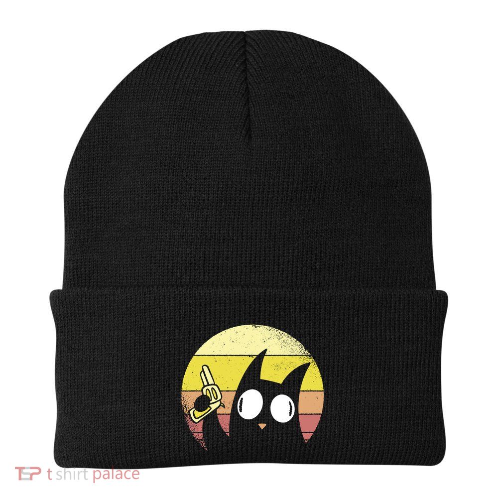 Crazy Cat Retro Sunset Beanie