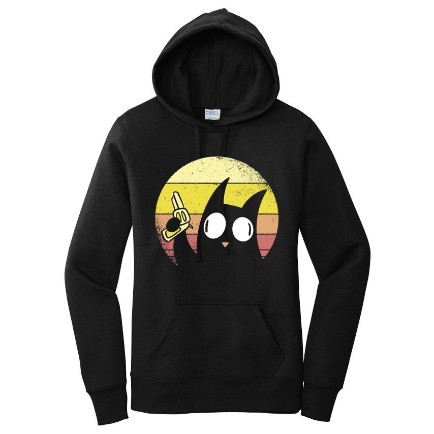 Crazy Cat Retro Sunset Women's Pullover Hoodie