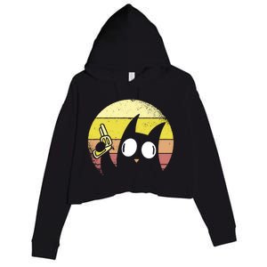 Crazy Cat Retro Sunset Crop Fleece Hoodie