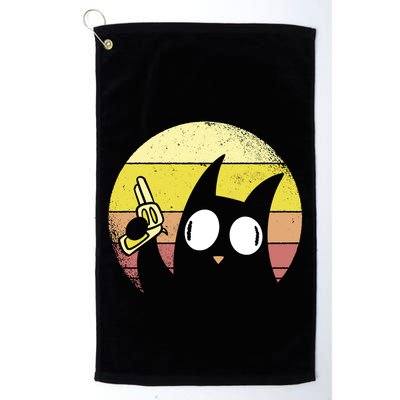Crazy Cat Retro Sunset Golf Towel