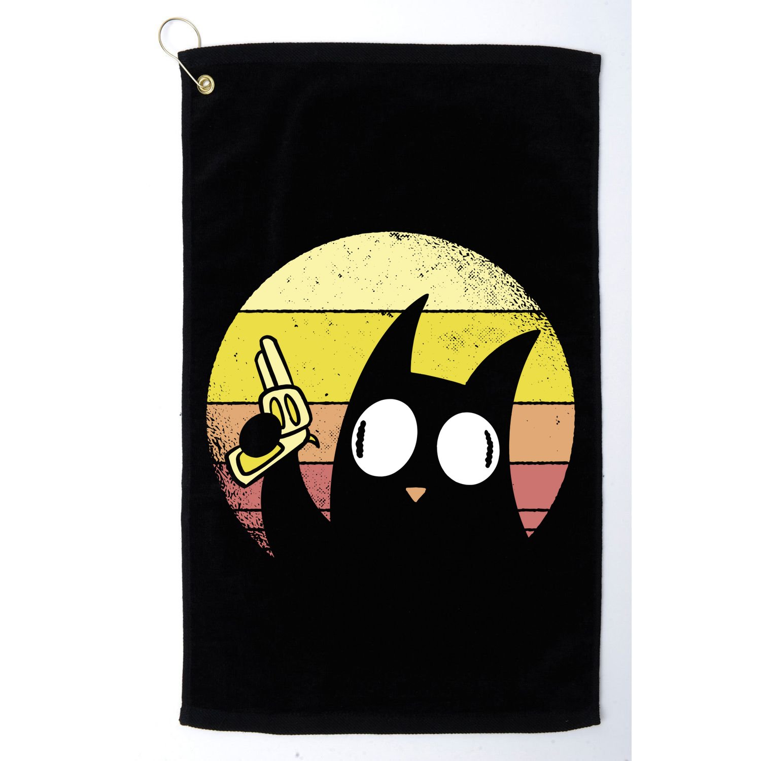 Crazy Cat Retro Sunset Golf Towel