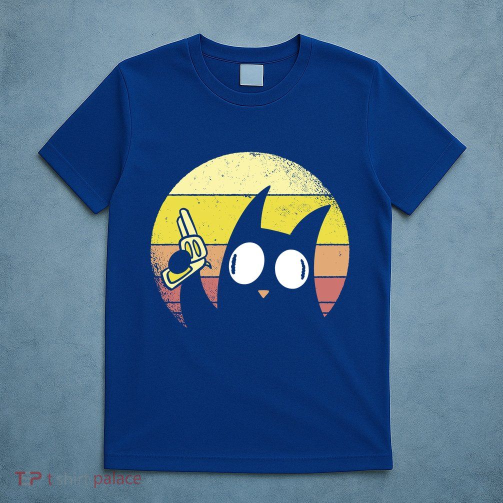 Crazy Cat Retro Sunset T-Shirt