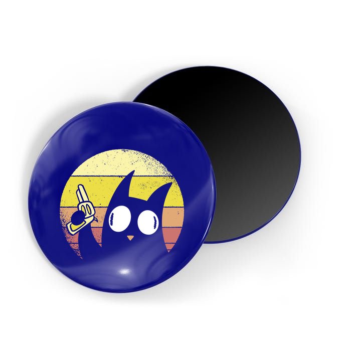 Crazy Cat Retro Sunset Magnet