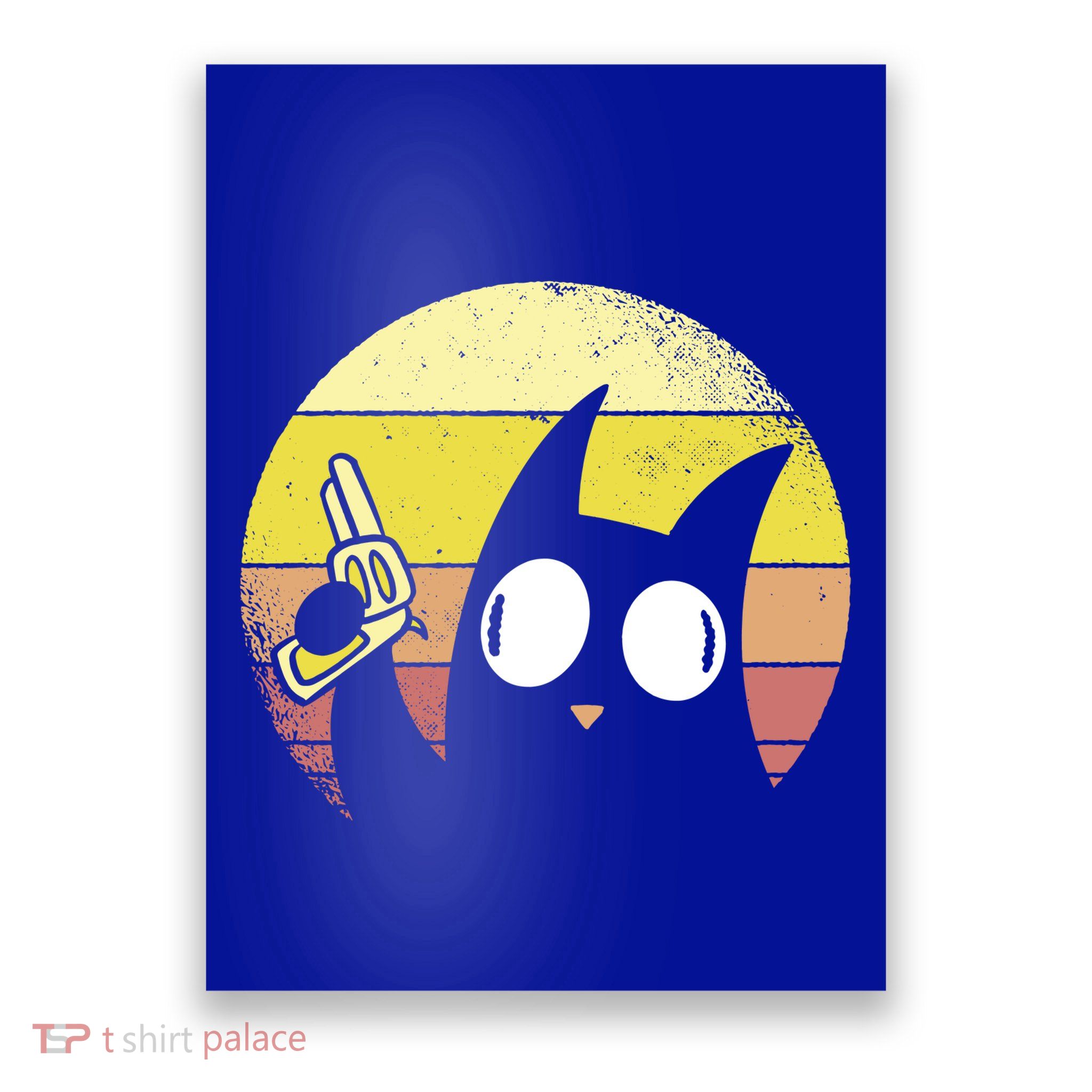 Crazy Cat Retro Sunset Poster