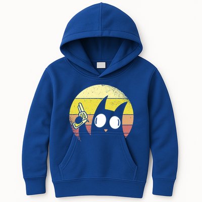 Crazy Cat Retro Sunset Kids Hoodie