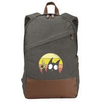 Crazy Cat Retro Sunset Cotton Canvas Backpack