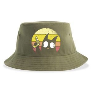 Crazy Cat Retro Sunset Sustainable Bucket Hat