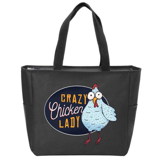 Crazy Chicken Lady Zip Tote Bag