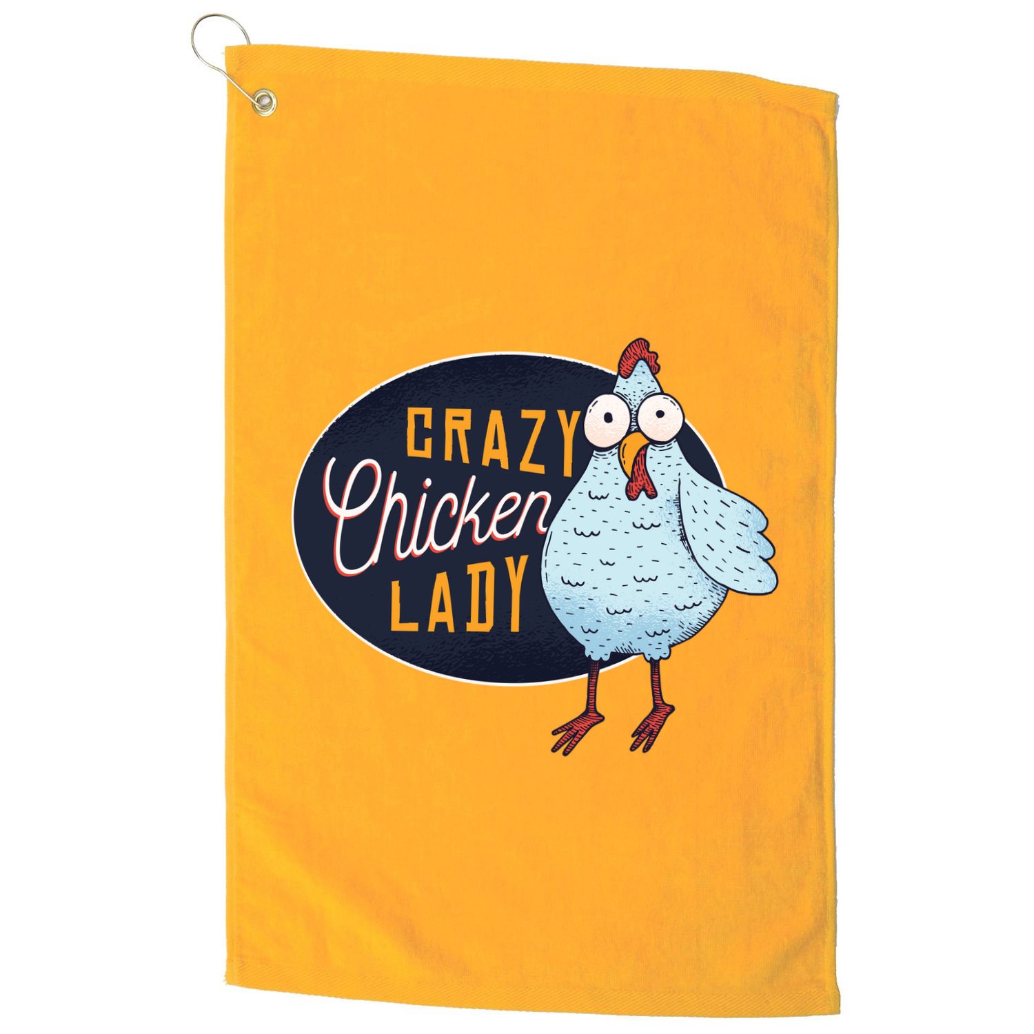 Crazy Chicken Lady Golf Towel